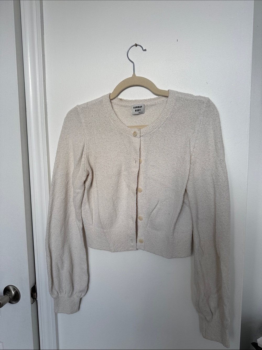 Sunday Best Ivory Cropped Button Cardigan